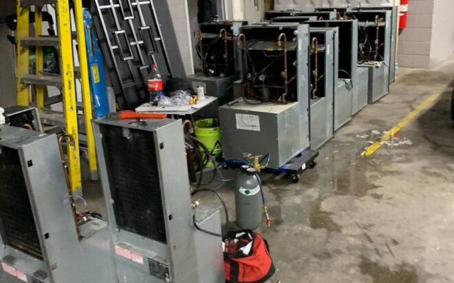 Vertical stacked HVAC units